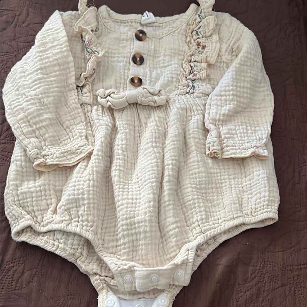 SHEIN Cream Bodysuit with Ruffled Details